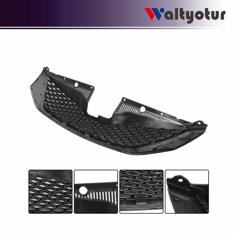 waltyotur Front Upper Grille Grill Black Honeycomb Replacement for Toyota