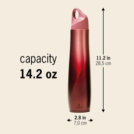 Bioloco The Curve Water Bottle 420 ml Stainless Steel Berry, Thermos Flat