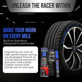 Tire Ink Color Tire Paint Pen - Waterproof Permanent Paint Pens for Car Wheels Lettering | Car Wash Safe and Durable | Made in Japan (Blue, 1 Pen)