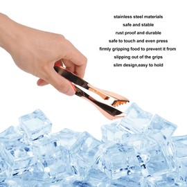 Ice Tongs, Food Grade Thicken Food Tongs, Stainless Steel Prevents Slipping Sugar Tweezers for Home Kitchen Bar Copper Plated (Copper Plated)