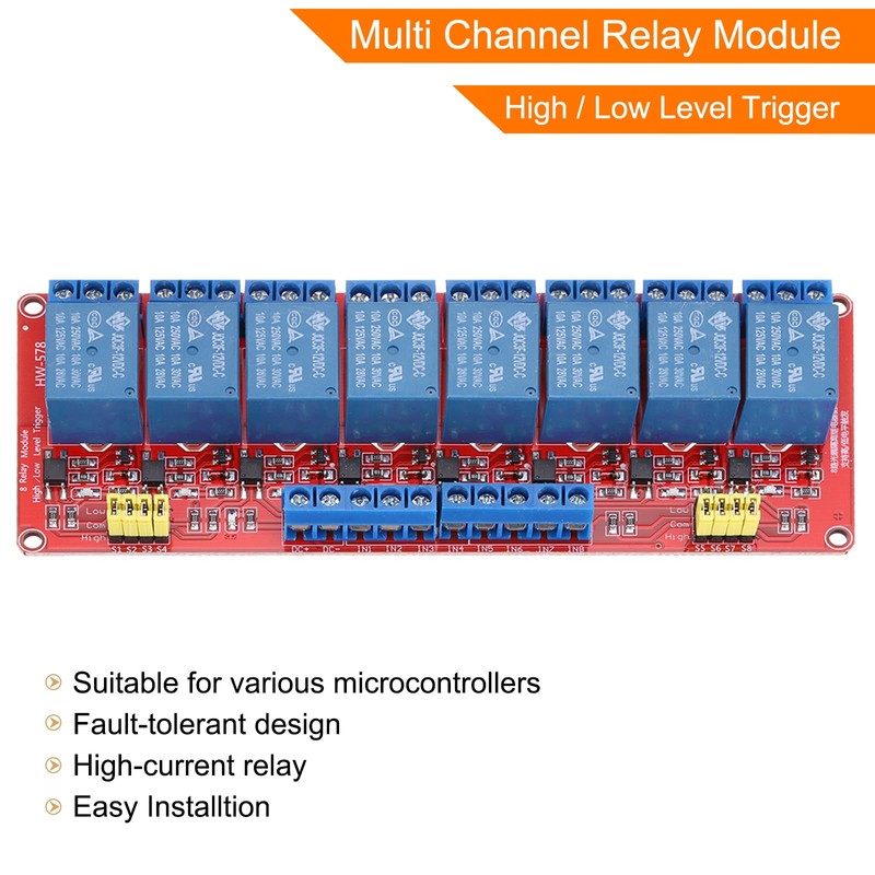 sourcing map DC 12V 8 Channel Relay Module High or