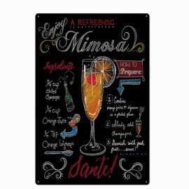 UOOPAI Enjoy Mimosa Cocktail Metal Tin Sign, Vintage Plate Plaque Home Wall Decor
