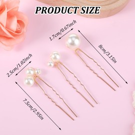 Ouligay 6 Pcs Pearl Hair Pins,Elegant Pearls for Hair,Bridal Hair Pins,Multiple Styles Pearl Pins,Pearl Hair Accessories for Women Wedding Brides and Bridesmaids Daily Hair Style(Gold White)