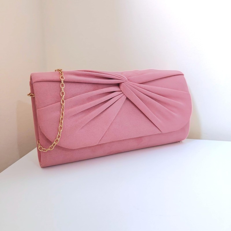 Suede Pleated Style Bridal Prom Wedding Evening Clutch Party Purse