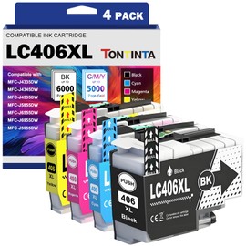 LC406XL Compatible Ink Cartridges 4 Colors High Capacity Black 6000 Pages Color 5000 Pages for MFC-J4335DW J4345DW MFC-J4345DW MFC-J4535DW MFC-J5855DW MFC-J6555DW MFC-J6955DW MFC-J5955DW Printer