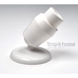 Tropik Home Inclined Angled Wall Bracket/Adapter For 27mm Shower Rail Pole Rod (White)