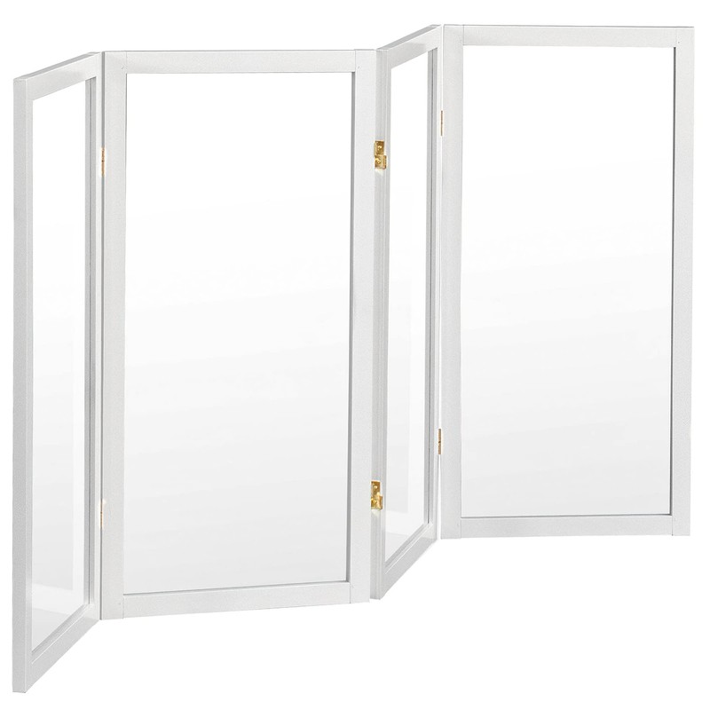 3 ft. Short Clear Plastic Partition White 4 Panel