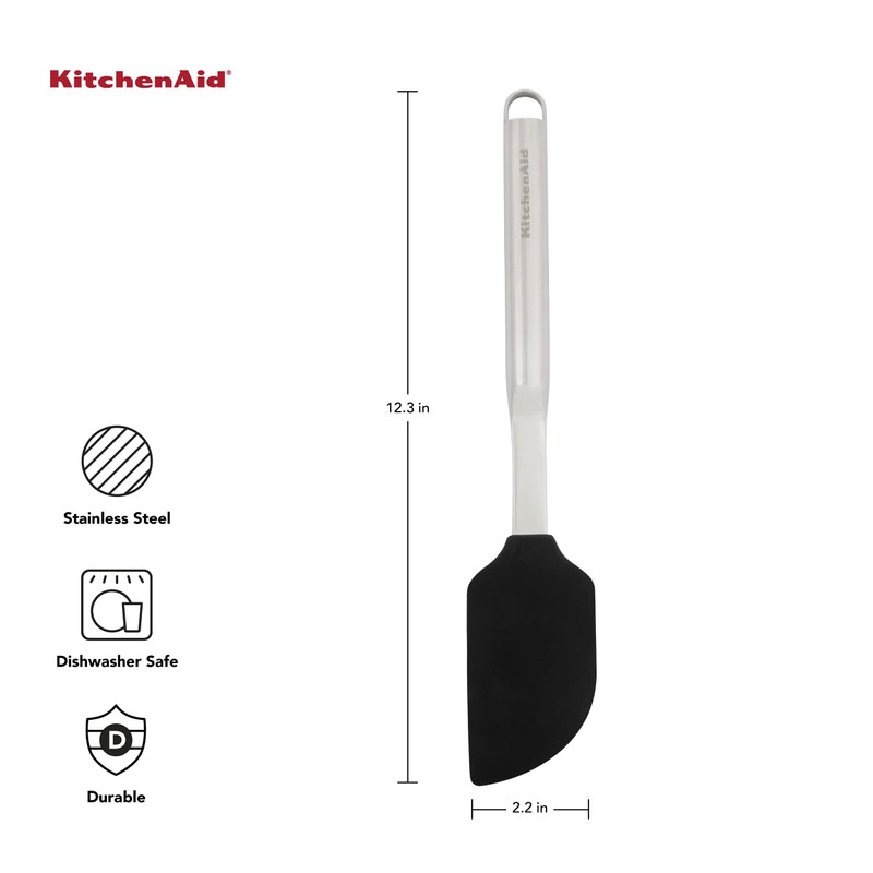 KitchenAid Premium Scraper Spatula with Hang Hook, 12-Inch, Black