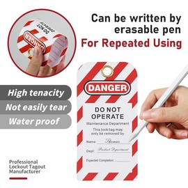 HiLKCO 50 Pack Lockout Tagout Tags OSHA Compliant Loto with 50 Zip Ties Do Not Operate Tags Electrical Equipment Repair