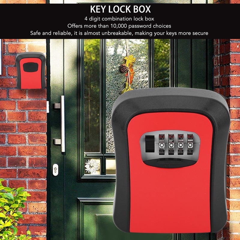 Key Lock Box Alloy Portable Wall Mounted 4 Digit Combination