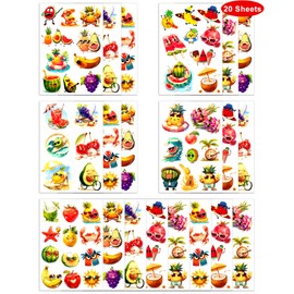 184 Pieces Fruit Temporary Tattoos Stickers,20 Sheets Fruit Themed Tattoos Stickers Party Decoration favors for Kids Girl Boys Birthday Baby Bridal Shower