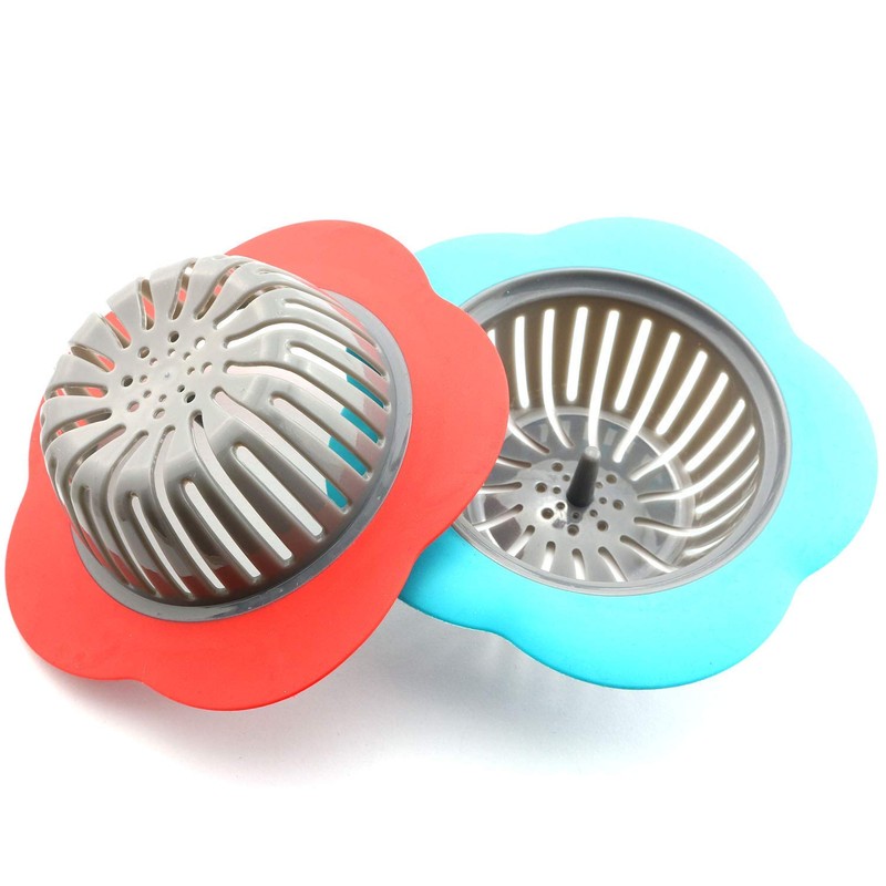 2-Pack Plastic Sink Strainer Kitchen Bathroom Tools Flower Shaped Anti