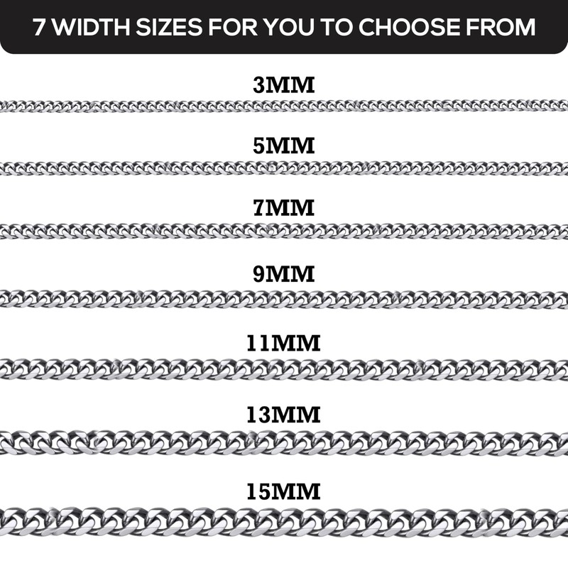 Cadoline Stainless Steel Black, Gold, Silver 3-15mm and 14-30 Inch