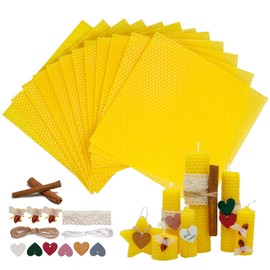Bingfuego Beeswax Candle Making Kit for kids-12 Beeswax Sheets for Candle Making Rolling Kits, Natural Beeswax Candle Making Kit (Natural Yellow Colors, 8 x 8 inch)