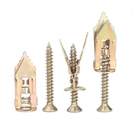 100pcs Self Drilling Drywall Anchors Screws Kit Heavy Duty, 3 Sizes Screws and 2 Sizes Zinc Plated Steel Drywall Wall Anchors Wall Anchors, Easy Application No Drill or Holes in Wall