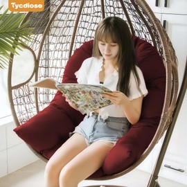 Tycdiose Egg Chair Cushion Replacement, Waterproof Outdoor Hanging Egg Chair Cushion Hammock Swing Chairs Cushions Pads, U-Shaped Thickened Cushions for Hanging Eggs Chairs, 47x33x7 Inches (Red)