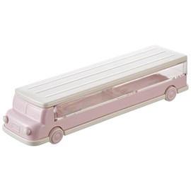 Queen-b Pencil Case, School Bus Shape, Pencil Case, Elementary School Students, Girls, 2 Tier Storage, Magnet, Transparent, Lightweight, Cute, Stationery, School Entrance Celebration, Gift, Pink