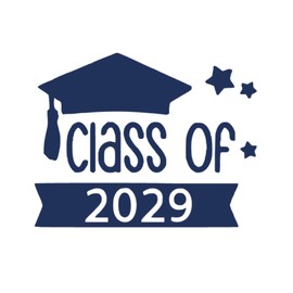 Class Of 2029 Decal, Graduation Iron On Decal, DIY Craft, Heat Transfer, Senior Tshirt Patch, Vinyl Applique for Shirt, Pick Size & Color, Iron-On Almost Anything in 5 Min. (Navy)