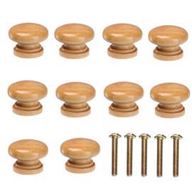YFFSFDC Wooden Handle Knob Set of 10 [Maximum Diameter 1.3 inches (3.3 cm) Knobs, Wooden Cabinet Handles, For Drawers, Furniture, Cupboards, DIY, Drawers, Pull Knobs, Door Knobs, Hardware Included 10 Screws