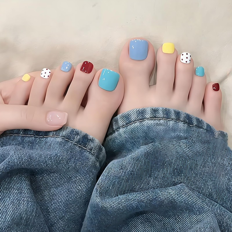 [NEURAD]ネイルチップ 足用 24枚入 フットネイル フットネイルチップ 足用ネイルチップ マグネット 夏 付け爪 猫目石