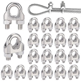 Forbabe Wire Rope Clamp 4 mm Pack of 20 M4 Stainless Steel U-Bolt Rope Clamps for Wire Rope Cable Diameter 4 mm (4 mm)