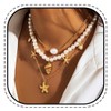 Evlry Boho Pearl Necklace Golden Starfish Pendant Beach Shell Necklace for Women, Unit size, Metal, No Gemstone