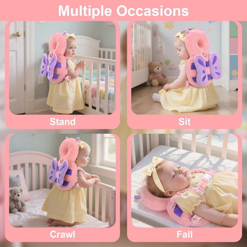 Baby Head Protection Backpack with Leash, Cute Toddler Protector Padded