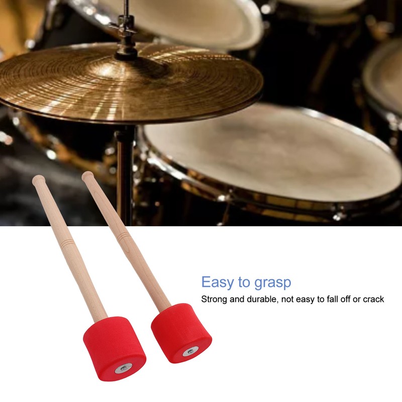 2PCS Bass Foam Drum Mallet Oak Handle EVA Foam Head