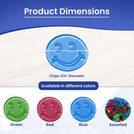 MR CHIPS Bingo Chips 3/4" Size 100 Counting in Blue Color Smiley Face Design Versatile for Classroom Activities & Board Games