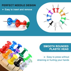 600 Pack Thumb Tacks, Colored Map ​Push Pins Multicolored Push Pins Assorted 12 Colors, Decorative with Steel Point for Bulletin Board, Fabric Marking, Crafts and Organization at Home Office Schoo