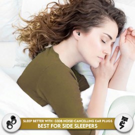 AMRON Ear Plugs for Sleep Noise Cancelling -28dB Reusable Soft Silicone Hearing Protection Earplugs with 4 Ear Tips L,M,S,XS and Carrying Case for Sleeping, Focus, Concerts, Travel, Study