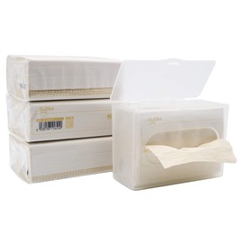 DrDirt Tissues No Box 330 Sheets (110 Sets)*4 Packs 3-Ply Tissue Paper Soft Pack Bamboo Unbleached Natural Color Eco Tissue Case Included