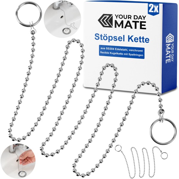 Plug Chain, 2 Pack, 60 cm Ball Chain with 14