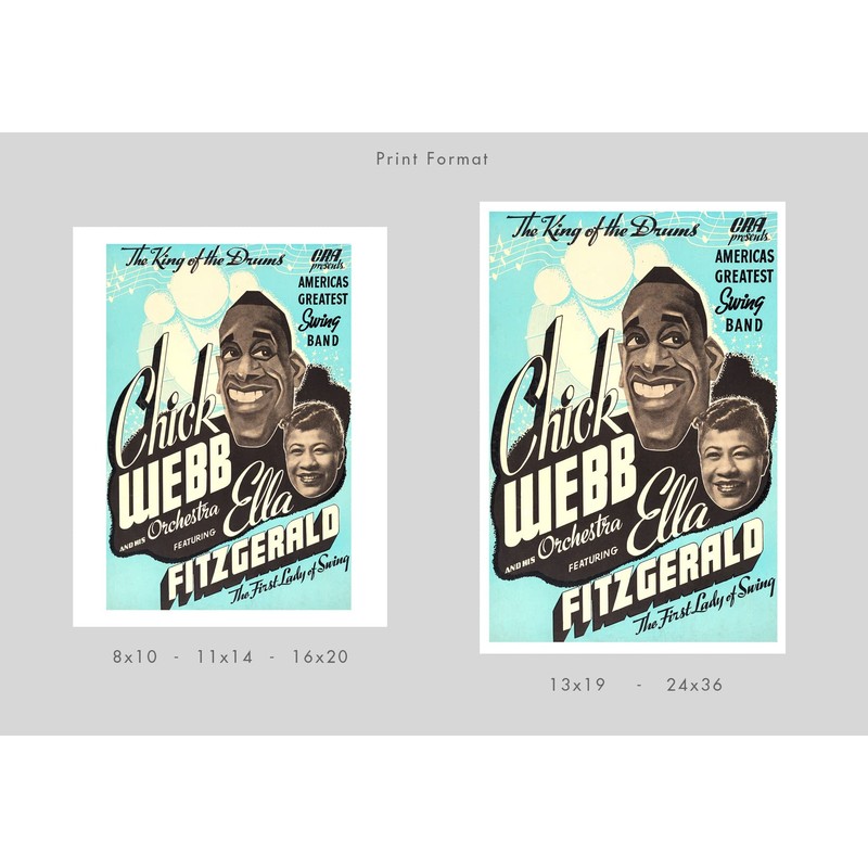 Chick Webb and Ella Fitzgerald - Concert Poster print (13”x19”)
