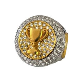 1 or 10 Pack Championship Trophy Ring in Stones Award Gift for Tournament or League Champion (10, Clear, 10)