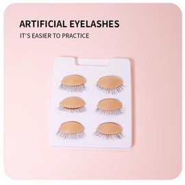 ANNAFRIS 6 Pairs Removable Eyelids with Lashes, Replaced Eyelid Mannequin Eyelids, Mannequin Head Replacement Eyelids, Makeup Training Eyelash Extensions Replaceable Practice Eyelid,White Color