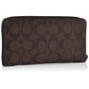 Coach F58112 Signature Zip Around Wallet, PVC Leather, mahogany/black