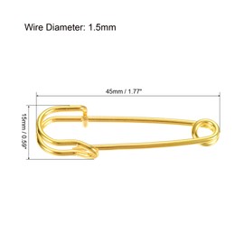 MECCANIXITY Safety Pins 1.77 Inch Large Metal Sewing Pins for Blankets Crafts Brooch Making Gold Tone 15Pcs