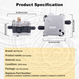 MOTOYUN Fuel Pump for Mercury Outboard 14360A16 14360A41 14360A43 14360A50 14360A71 14360A73 14360A78 2 Stroke 30 40 45 55 65 75 80 90 100 125 150 175 200 250 300 HP