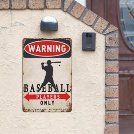 Vintage Tin Sign - Baseball Players Only Funny Boy's Room Decor Retro Wall Art Decor for Garden, Man Cave, Bar & Bathroom Unique 8x12 Inch Metal Gift for Baseball Fans & Enthusiasts