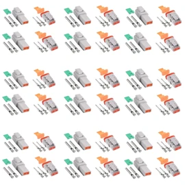 18 Set Kits Deutsch Connector Kit with Wire Crimper - 2 Pin Way Gray Waterproof DT Connector for Car, Truck, Motorcycle, Off-Road Vehicles, and Marine