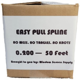 Generic Window Screen Spline, 0.200"" x 50' Replacement Round Black Window Screen Retainer Spline, Window Screen Repair, Easy Pull Spline