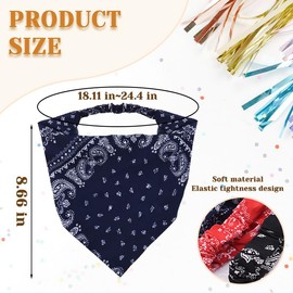 Xiyantiji Elastic Hair Scarf Headbands Bandanas Head Kerchief for Women Paisley Print Black Red Bandana Headband Hair Accessories for Girls Navy Blue Cotton Headwrap Head Scarves 3PCS