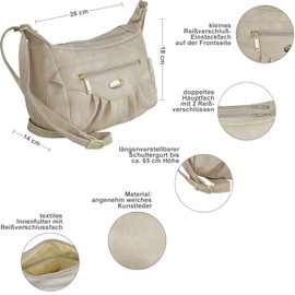 BAG STREET INTERNATIONAL Medium Women's Shoulder Bag Lightweight Shoulder Bag Many Colours, beige, Elegant