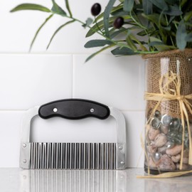 Fox Run Stainless Steel Crinkle Cutter for Veggies, Wavy Slicer for Waffle Fries, Chips, Pickle, Fruit and More