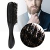 Men Beard Brush Long Handle Hair Cleaning Curved Wooden Mustache