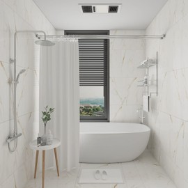 Naiture 60'' Stainless Steel Double Straight Shower Curtain Rod, Chrome Finish