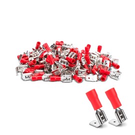 Innfeeltech 100 Pcs PVC-Insulated Brass Spade Crimp Terminals, Connector Width 3.8mm for Cable 0.5mm² to 1mm², Red
