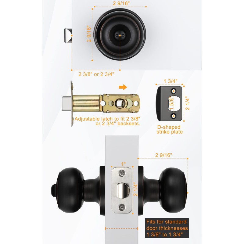 Goldenwarm Oil-Rubbed Bronze Interior Door Knobs, Interior Door Knobs Bedroom,