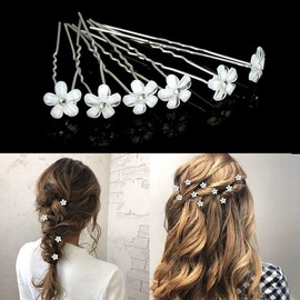 40Pcs Bridal Wedding Hair Pins, BetterJonny Rhinestone Flowers Pearl Hair Clips Accessories U-Shaped Hairpins for Women Girls Wedding Hairstyles